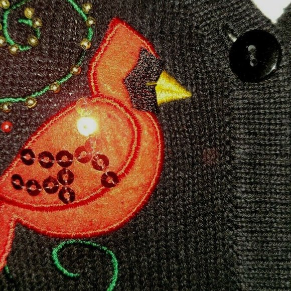 SML Design Christmas Cardigan Black Sweater - Picture 5 of 7